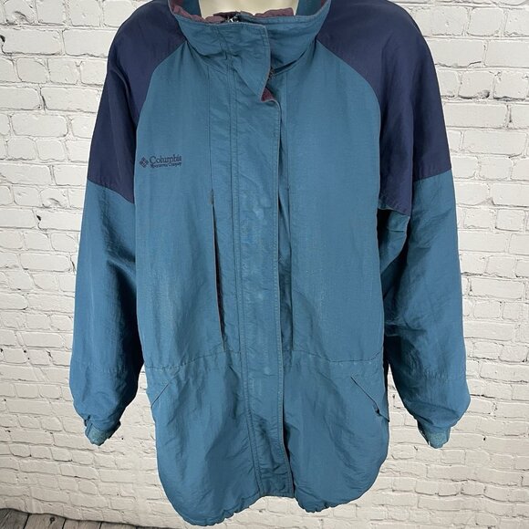 VTG Columbia Blue Granite Peak Multiple Zipped Pockets Lined Jacket Size Large L - Picture 1 of 16